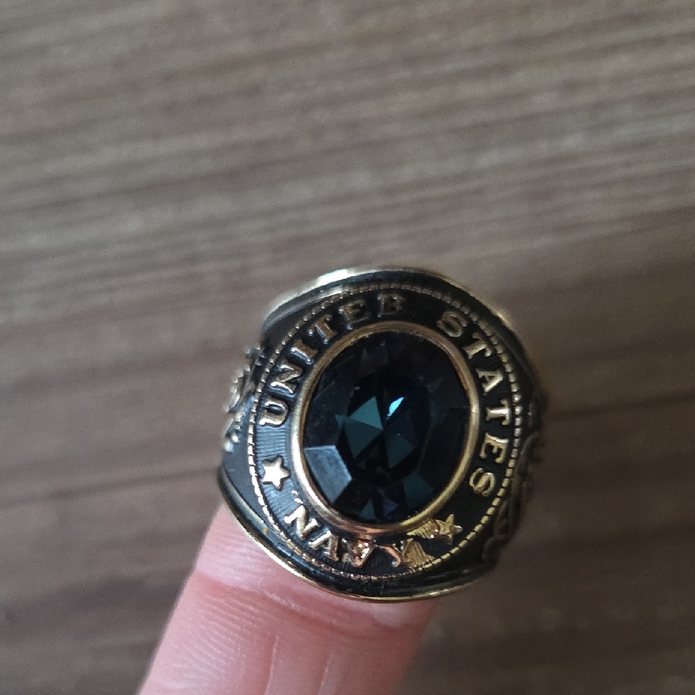 Men's United States Navy Ring with Blue Stone